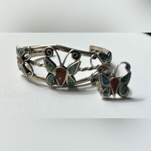 Vintage Native American Butterfly Bracelet and Ring